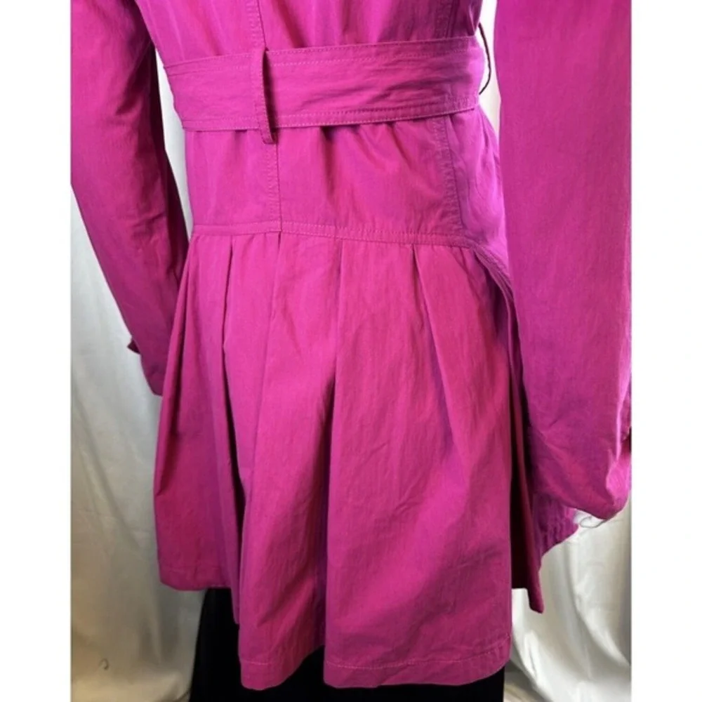 FOR CYNTHIA Womens‎ Double Breasted Belted Trench Coat Hot Pink Size L